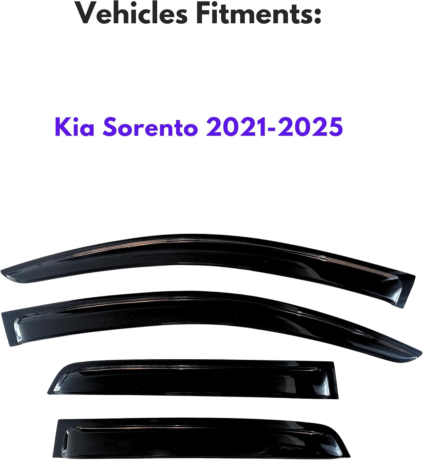 KPY Window Visor Compatible with Kia Sorento 2021-2024, 4PC Rain Guard Side Window Vent Deflectors Tape-On Style, 2021 2022 2023 2024