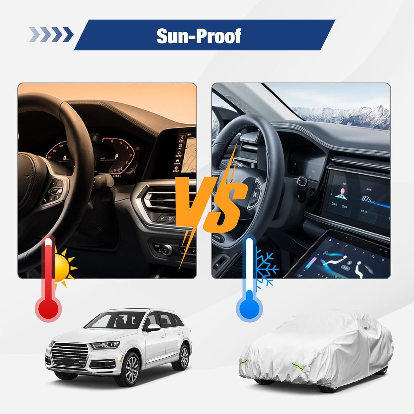 YOLENY Car Cover Waterproof All Weather Full Exterior Covers with Zipper,Universal Fit SedanToyota Corolla/Prius,Honda Civic,Subaru Impreza/WRX,Chevy Cruze,Nissan Sentra etc.(UP to 181 inch)