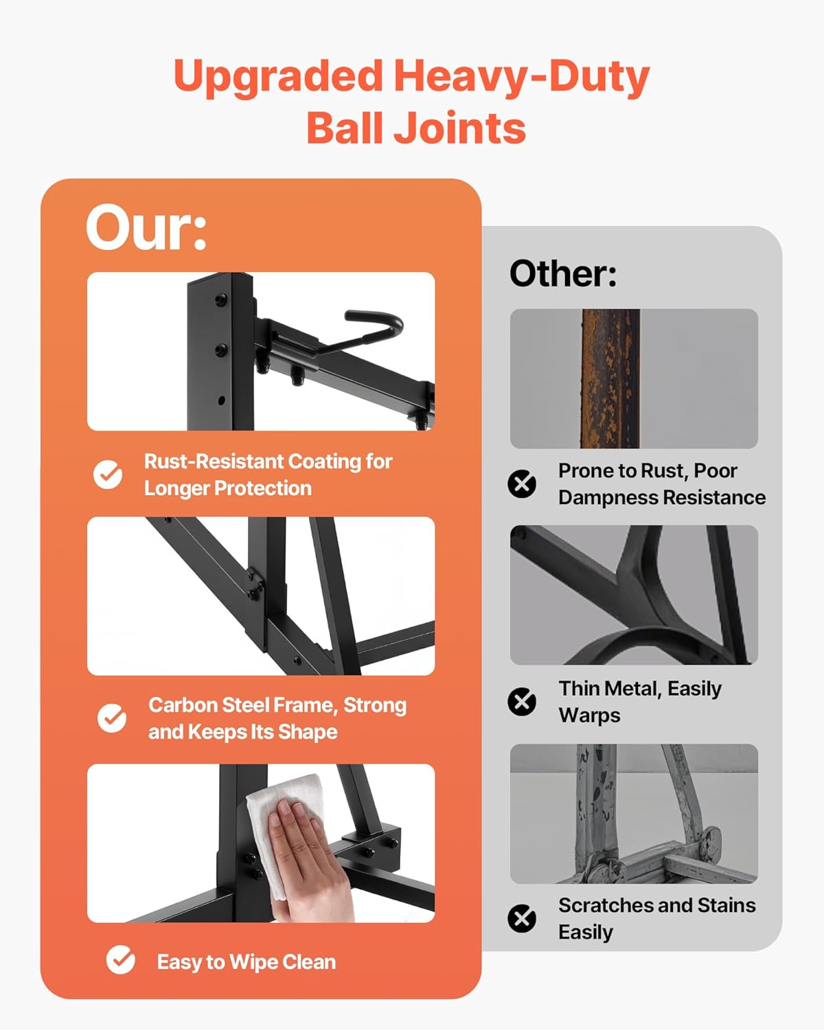 VEVOR Bike Rack, 300LBS/136KG Capacity for up to 5 Bikes, Freestanding Bike Storage Rack, Carbon Steel Vertical Bicycle Stand for Home, Yard, Garage, Living Room, Indoor/Outdoor Bicycle Storage Stand