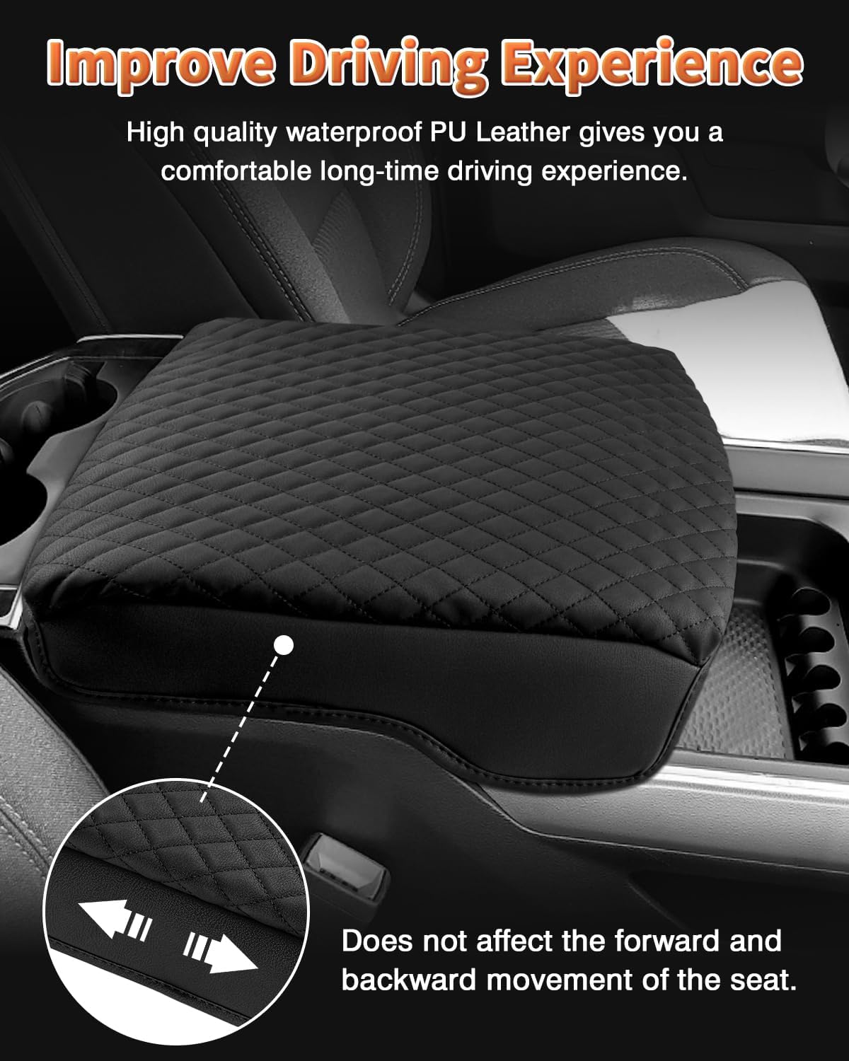 Shademax Custom for Dodge Ram 1500 Center Console Cover, Armrest Cushion Pad Cover for Dodge Ram 1500 2500 3500 Accessories 2019-2025 2026 Leather Dodge Ram Console Bucket Seat Protector Anti-Scratch