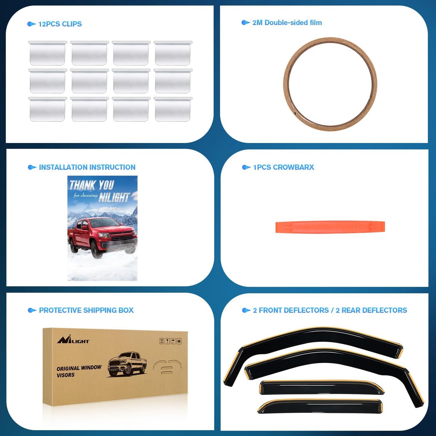 Nilight in Channel Rain Guards for Ram 1500 2009 2010 2011 2012 2013 2014 2015 2016 2017 2018 Crew Cab, 2019-2023 Ram 1500 Classic Body, Original Window Deflectors, Vent Window Visors-4PCS