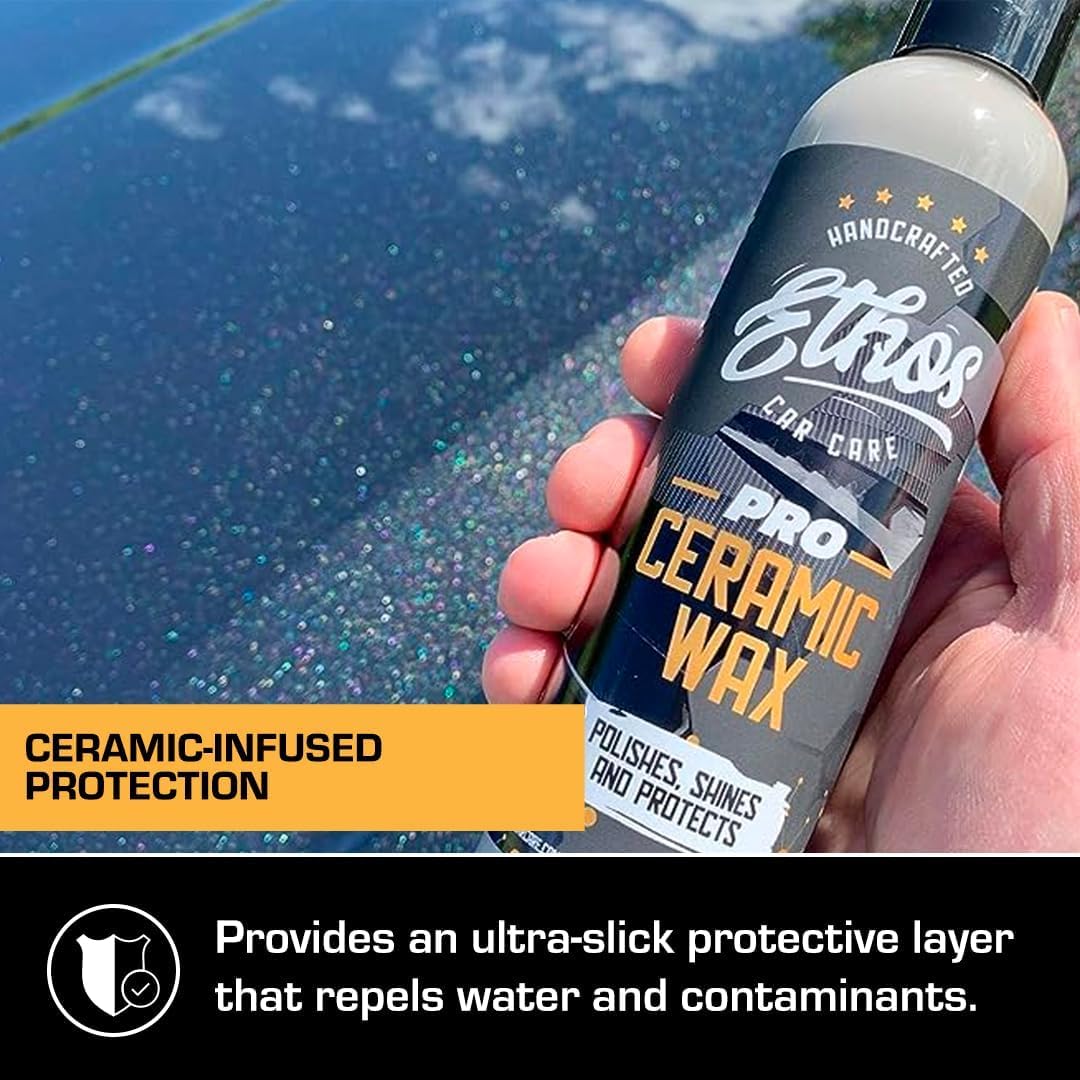 Ethos Ceramic Wax - Aerospace Coating Protection | Ceramic Polish and Top Ceramic Coat | Ceramic Car Coating | Slick, Hydrophobic Finish