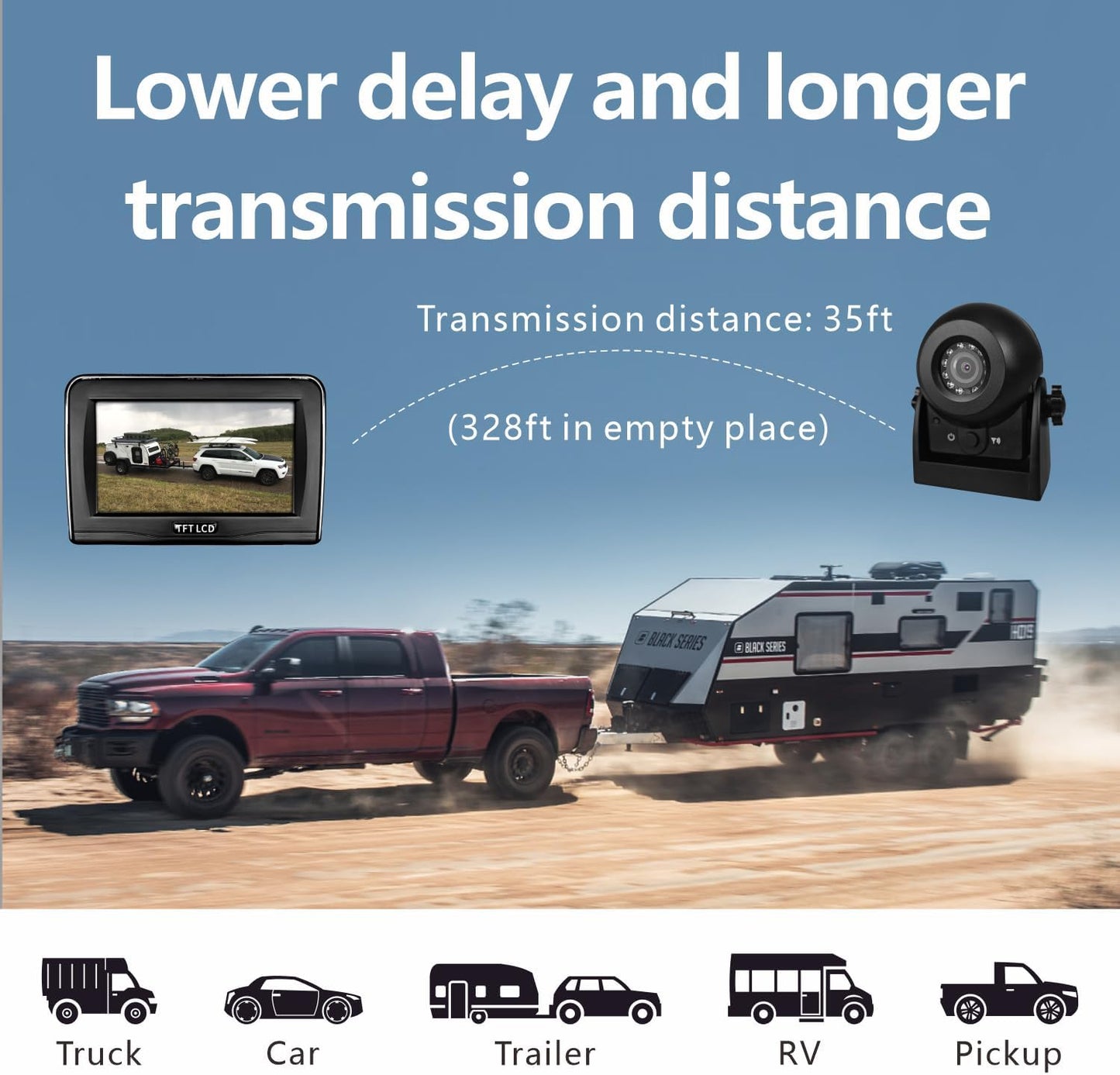 Magnetic Wireless Backup Camera with 4.3'' Monitor, Rechargeable Battery Powered Backup Camera System for Car, Trucks, RV, Trailer, Camper, IP68 Waterproof, Super Night Vision(MS-343)