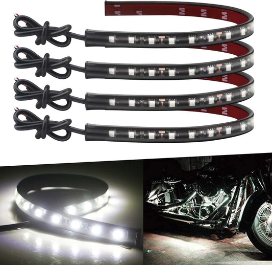 Keiurot 12V Led Light Strip 32CM Waterproof White Led Strip Lights for Cars Motorcycles Golf Cart Interior & Exterior Marine Boat 12V 5050 18SMD,Pack of 4