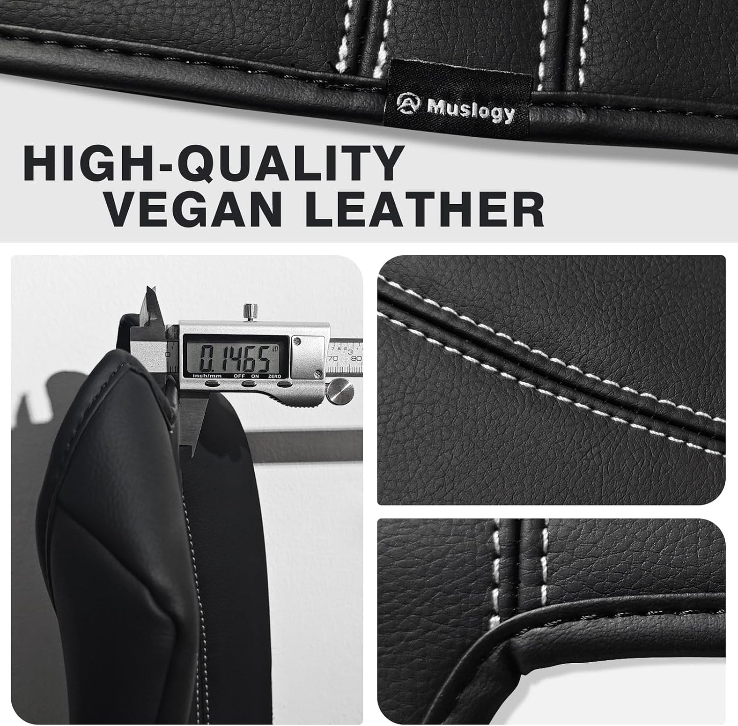 Muslogy Armrest Cover Center Console Cover Compatible with 2024 2025 GMC Acadia & Chevrolet Chevy Traverse Accessories Vegan Leather Arm Rest Middle Console Protector (Black/White Stitching)