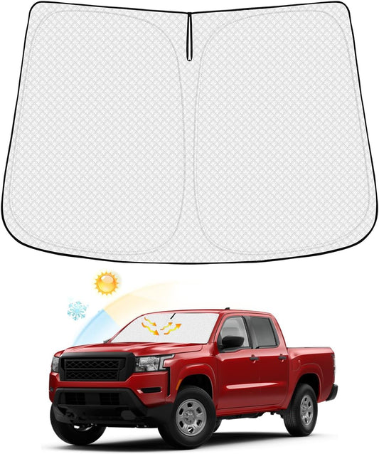 Windshield Sun Shade for 2022-2025 2026 Nissan Frontier Accessories Thicken 6-Layer Front Window Sunshade Cover Sun Visor Protector Foldable Block UV Rays Keep Vehicle Cool
