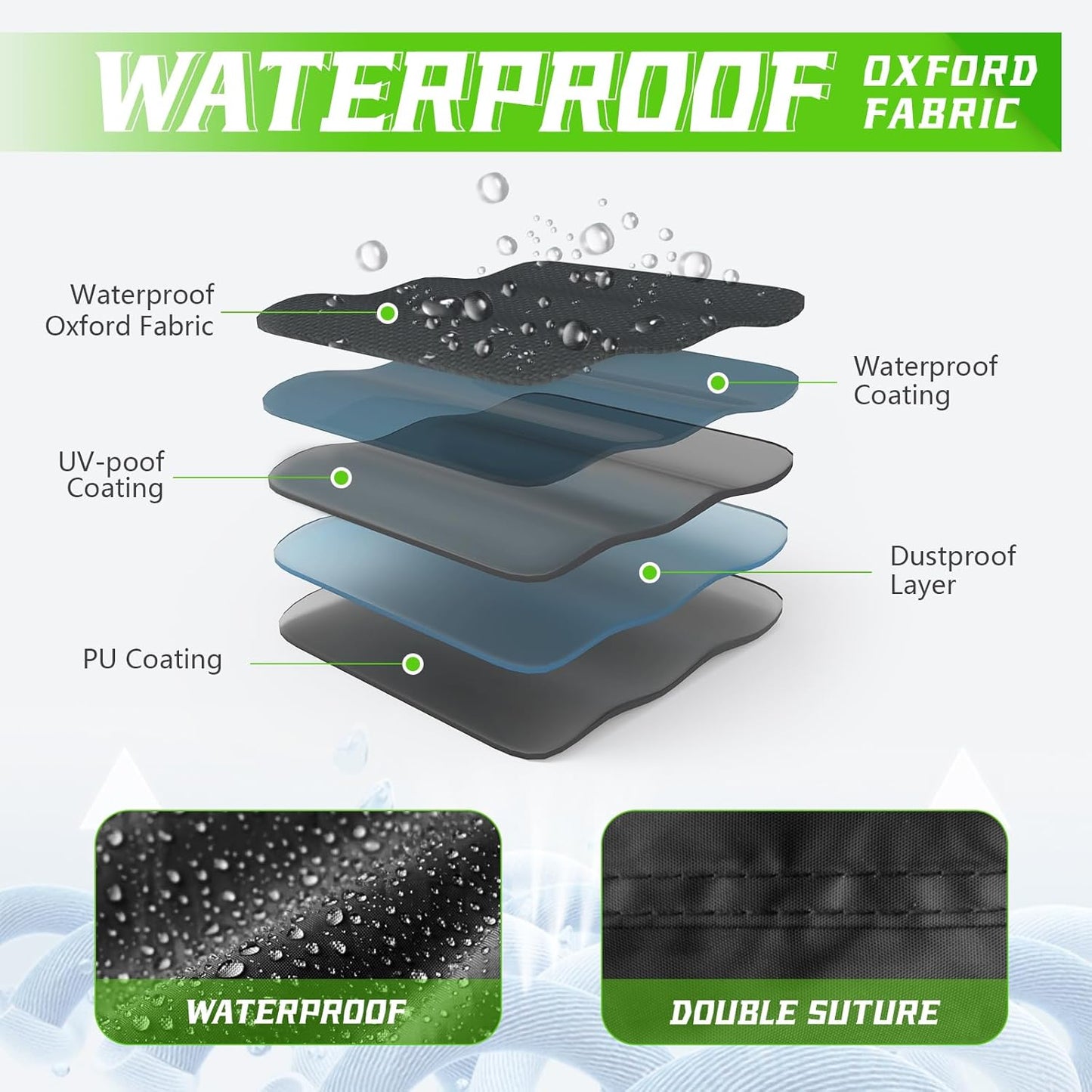 COVERVIN Motorcycle Cover, All Weather Outdoor Waterproof Night Protection with Reflective Strips, Locking Holes and Storage Bag for 104 Inch Suzuki, Kawasaki, Honda, Harley-Davidson(Silver XXL)