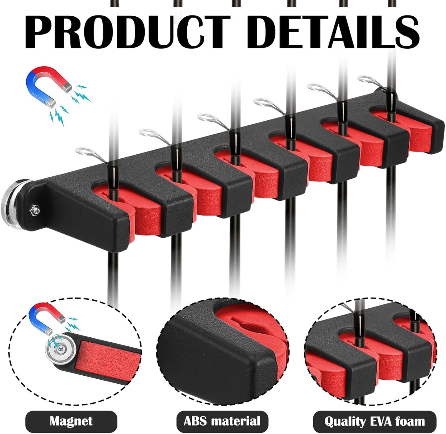 2 Pcs Magnetic Fishing Rod Holder for Car Fishing Pole Rack Vertical Rod Storage Holders for Truck Bed Boat Wall Garage Door