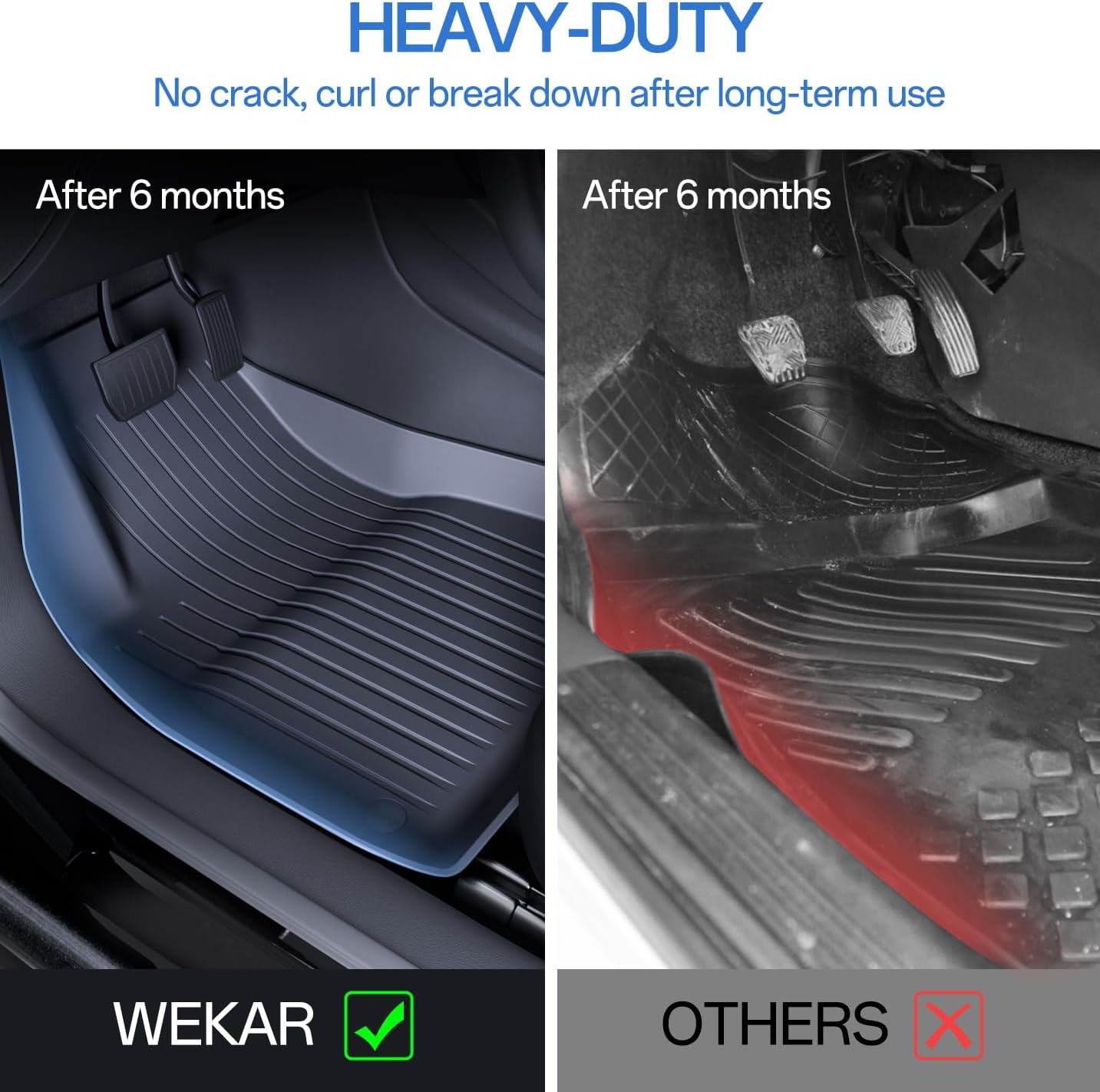 Floor Mats for Model 3 2023-2018 - Full Set All Weather TPE Front, Rear, Cargo & Sub-Trunk Mats, 6-Piece Custom Fit