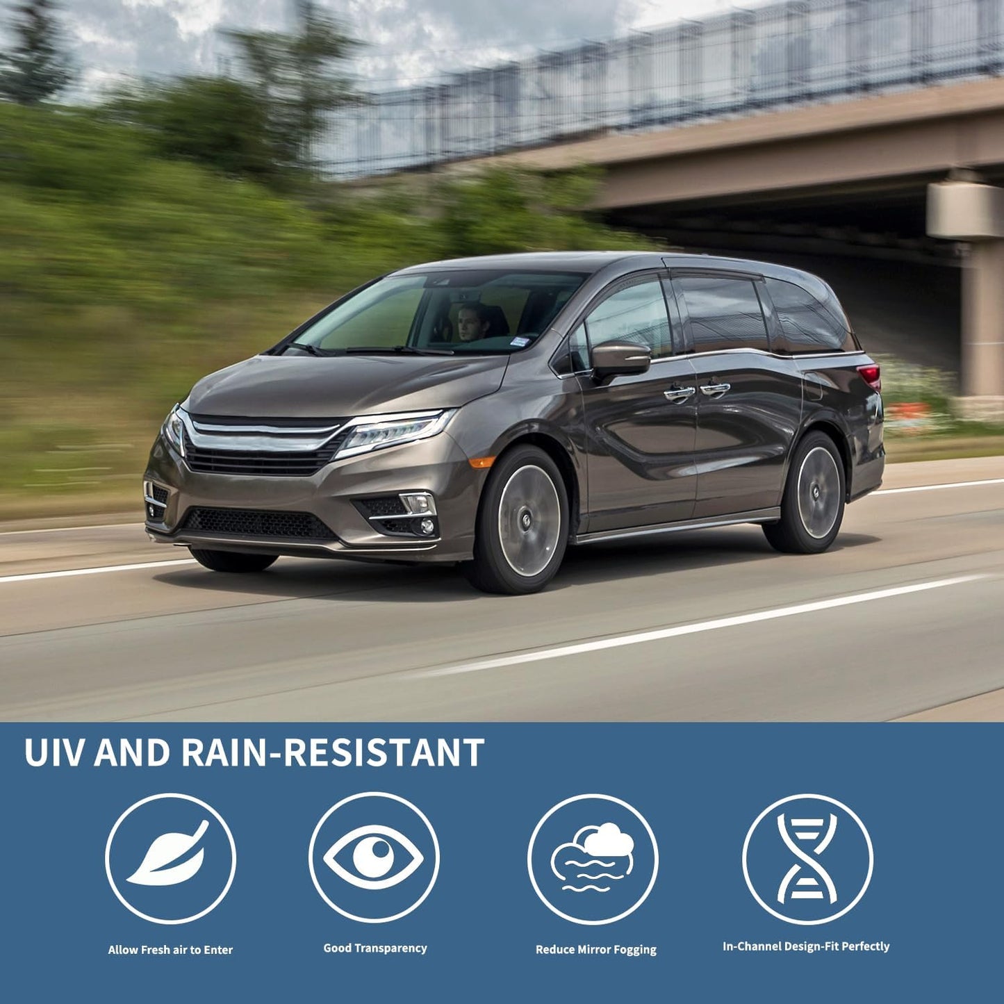 4PCS Rain Guards Window Visors Wind Deflector Fits for 2018-2023 Honda Odyssey, Front & Rear Outside Mount Vent Shade, Tape-on Vent Visors, 2018 2019 2020 2021 2022 2023