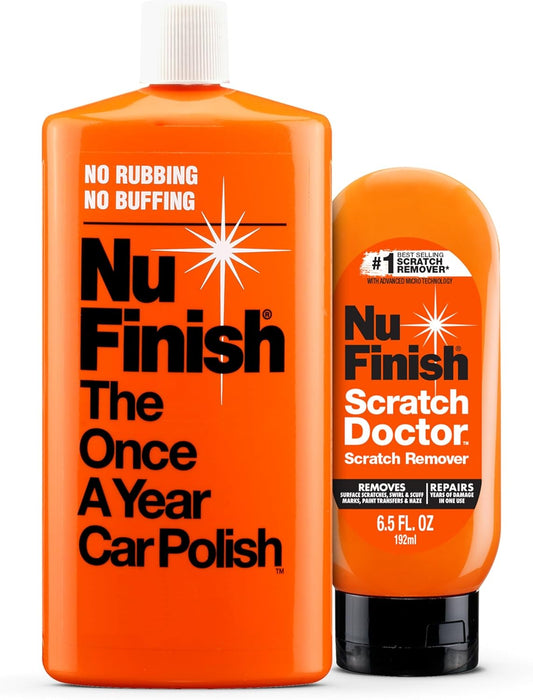 Nu Finish Exterior Car Care Kit with Scratch Doctor Car Scratch Remover (6.5 Fl Oz) and The Once a Year Car Polish (16 Fl Oz)