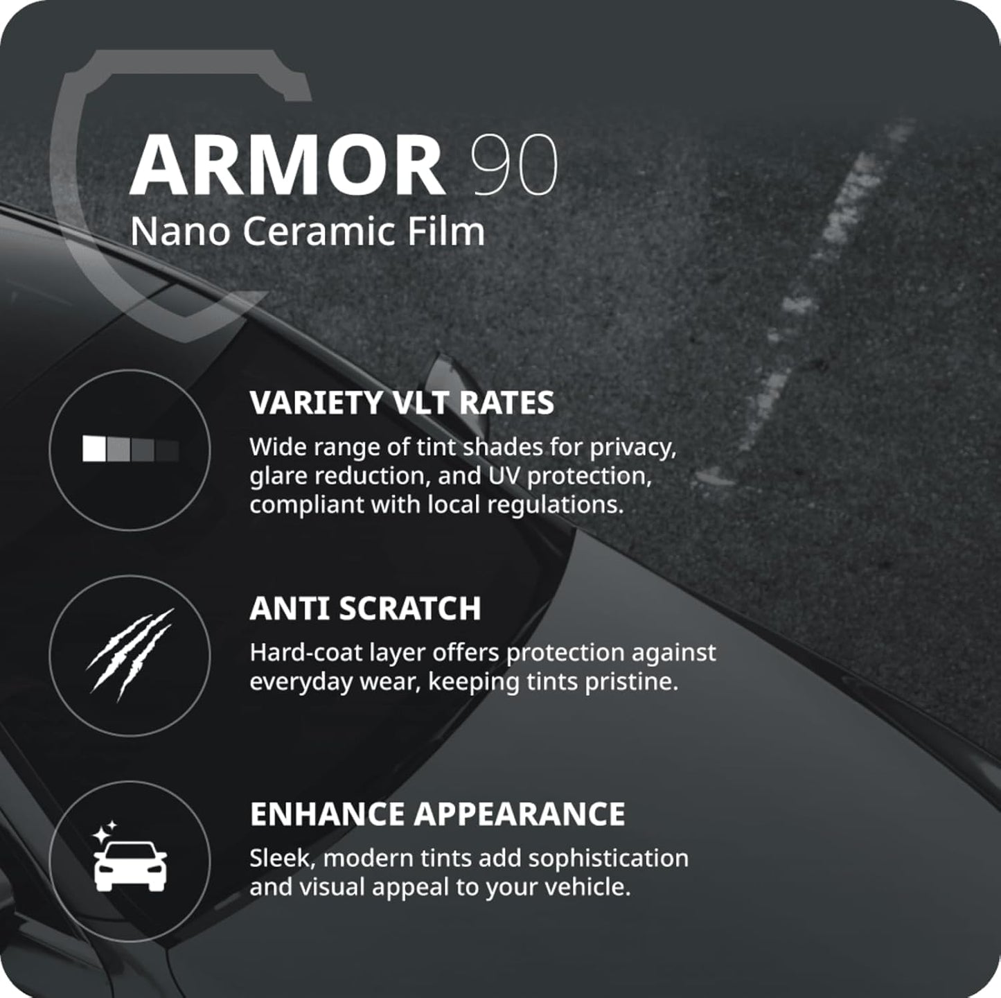 Nano Ceramic Window Tint Film for Cars - 2 Ply Scratch Resistant with Heat Control and UV/IR Rejection (70% VLT, 40inx100ft), OWFCR-10006