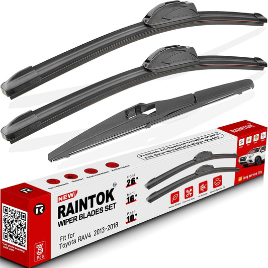Windshield Wiper Blades Replacement for Toyota RAV4 2013 2014 2015 2016 2017 2018 Original Factory Quality Front Rear Wipers Blade Set for My Car - 26" 16" 10" (Pack of 3)