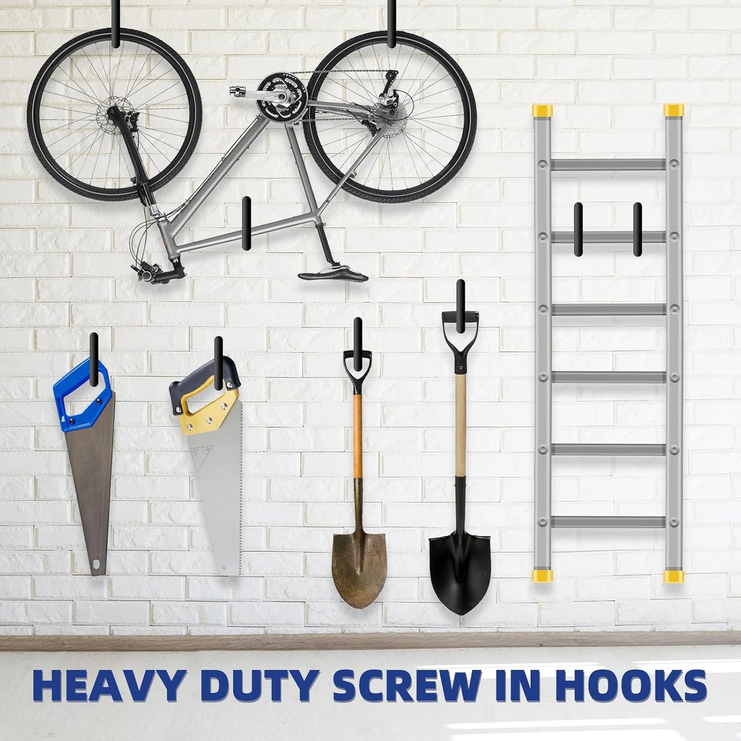 10 Pcs Ladder Hook Screw in Storage Hanger, Wall Mount Garage Storage Hooks Heavy Duty Shelf Organizer for Bike, Foldable Chair, Ladder