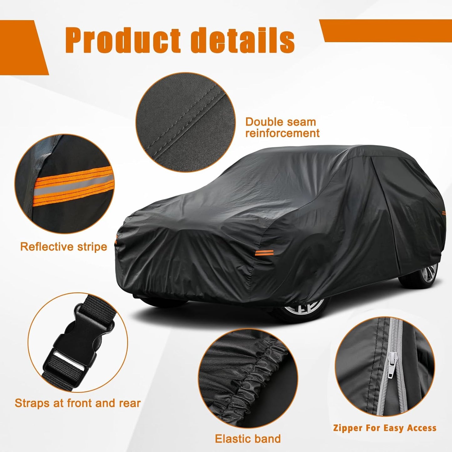 Kayme 7 Layers Car Cover Custom Fit for Toyota Sienna Minivan (1997-2025) Waterproof All Weather for Automobiles, Outdoor Full Cover Rain Sun UV Protection.Black