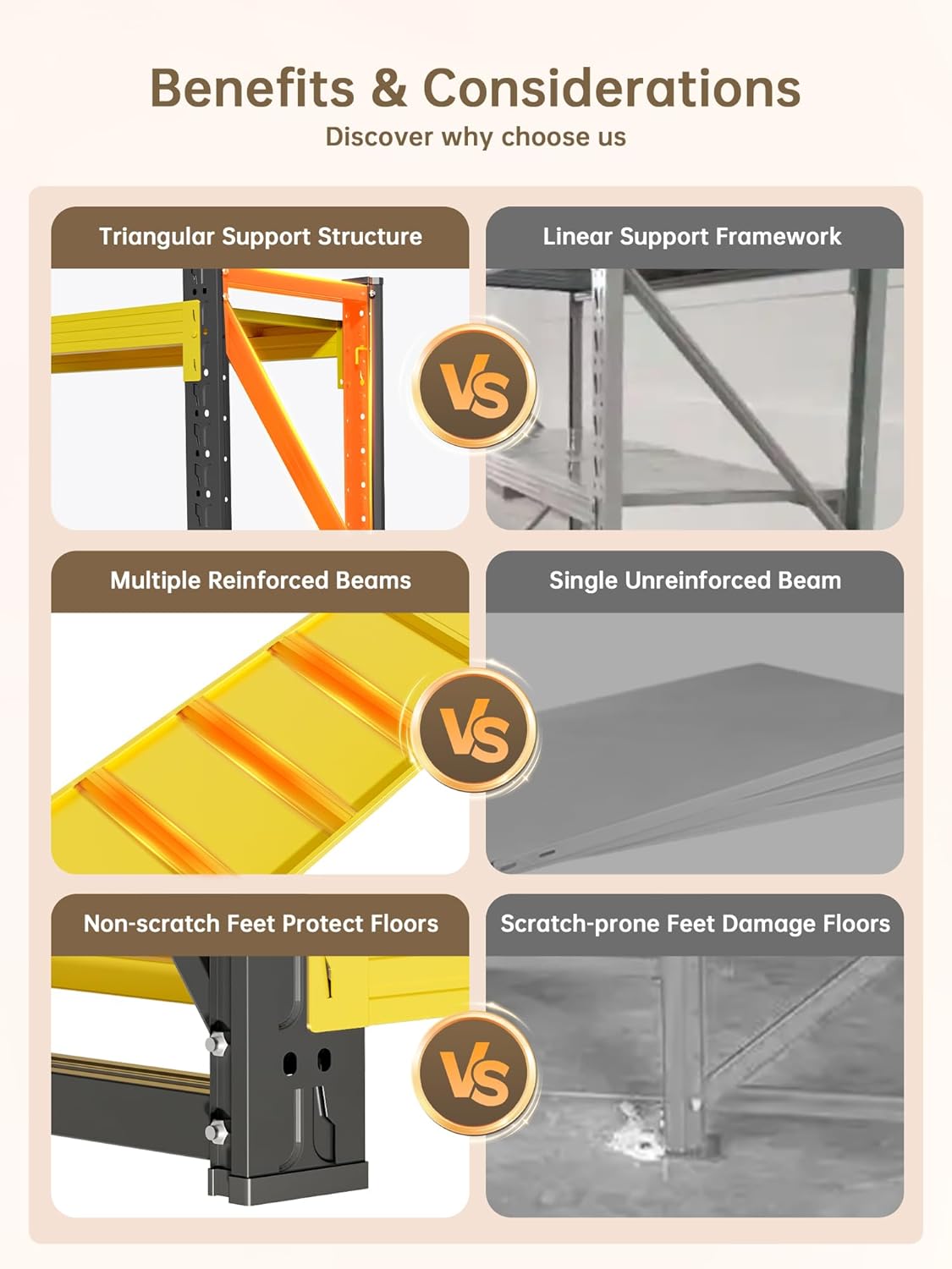 4-Tier Storage Shelves,79" H Heavy-Duty Garage Shelving Unit,Adjustable Industrial Metal Shelf System,4,500lbs Capacity,Tool Organizer for Garage,Workshop,60" W*20" D*79" H,Black&Yellow