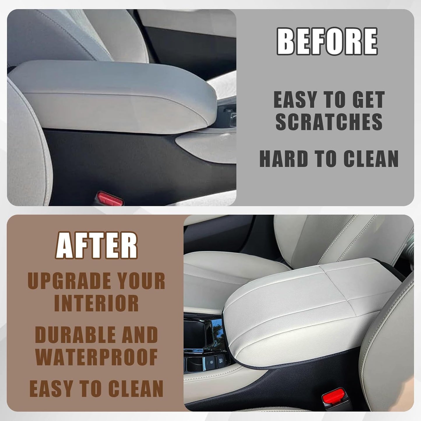 Muslogy for Accord 2023-2025 Center Console Cover Armrest Pad Vegan Leather Extra Soft Armrest Lid Protector Compatible with Honda Accord LX EX Sport Hybrid EX-L Sport-L Touring (V1 White)