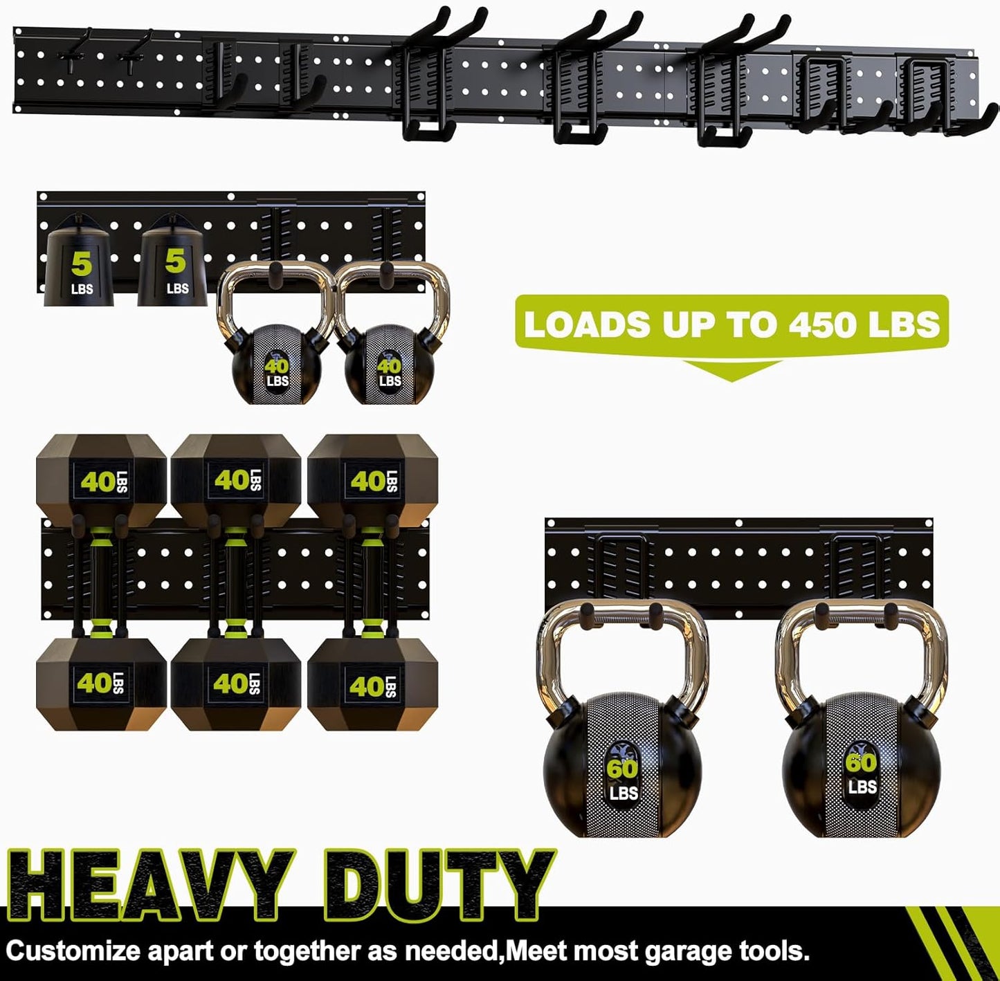 Garage Tool Organizer Wall Mount 49.5inch with 9 Hooks Ski Rack for Garden Shovel Holder Garage Wall Organizer Wall Mount Tool Holder for Rack Shovel Shed(Black)