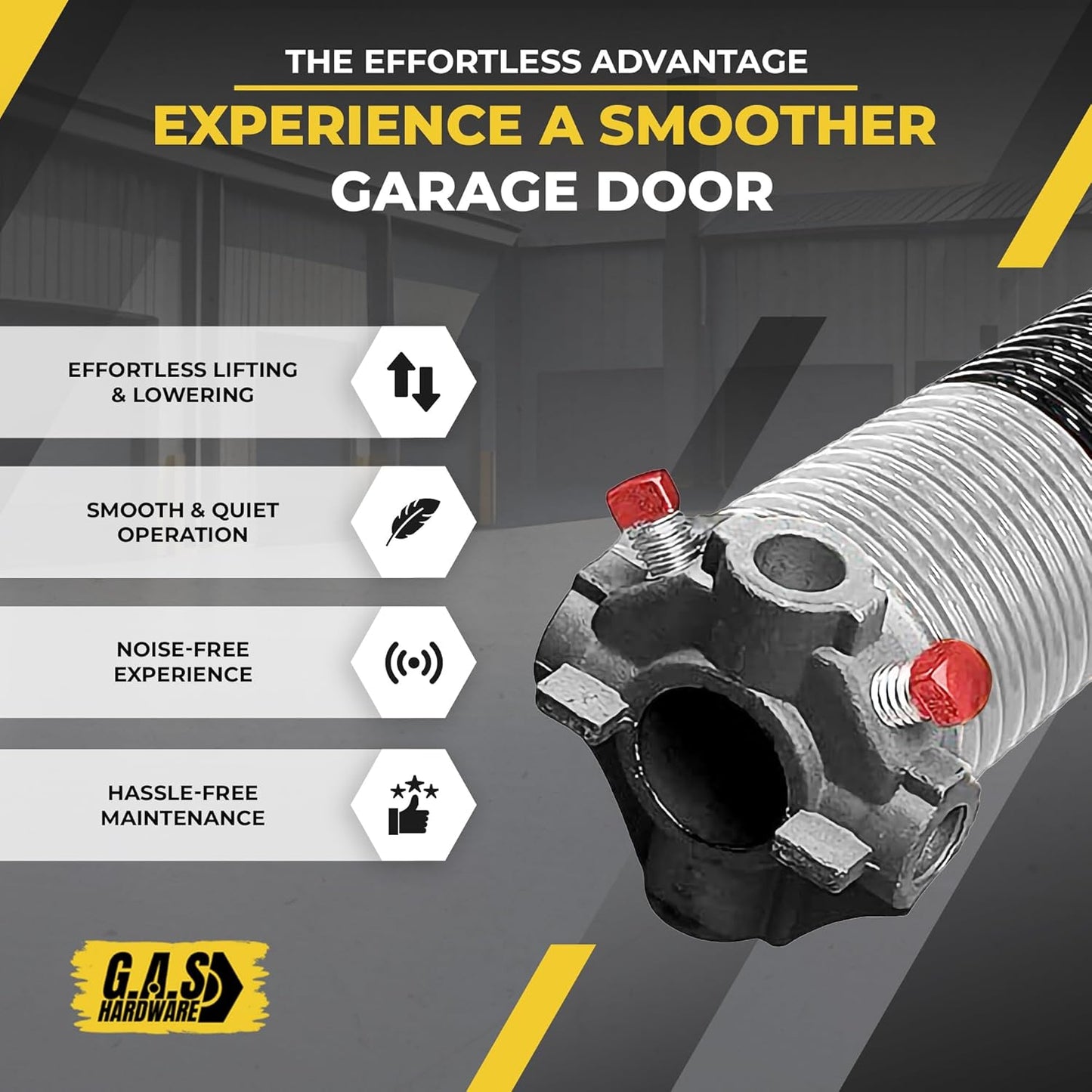 Garage Door Torsion Spring 218x1.75x29 Includes 1” Steel Bearing, Non-Slip Gloves, and Winding Bars for Left Side of Garage Door Precision E-Coating 5-Year Warranty Min. 30,000 Cycles (Red Cone)