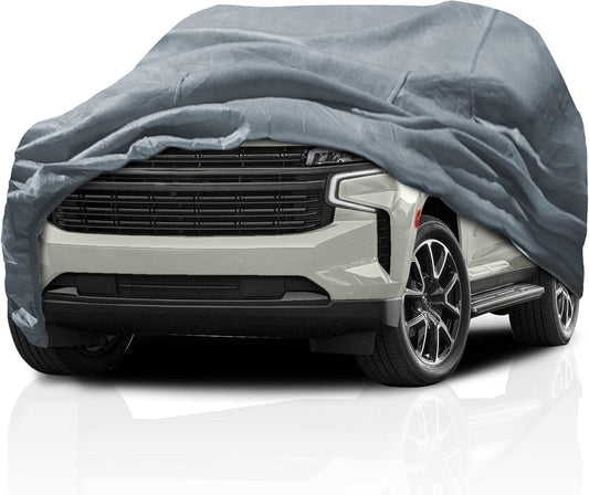 Supreme Full Car Cover - Semi Custom Fit for Chevrolet Tahoe 4-Door SUV (2007-2014) | All-Weather Protection: Waterproof, Dustproof, Windproof, UV-Resistant | Includes Accessories