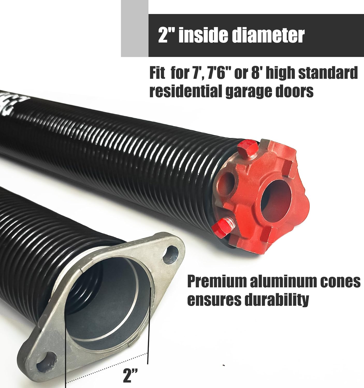 Garage Door Torsion Spring Set, Pair of 2" Electrophoresis Coated Garage Door Spring Replacement with 2 Non-Slip Winding Bars and Bearing, Minimum 16000 Cycles (.262x2x34")