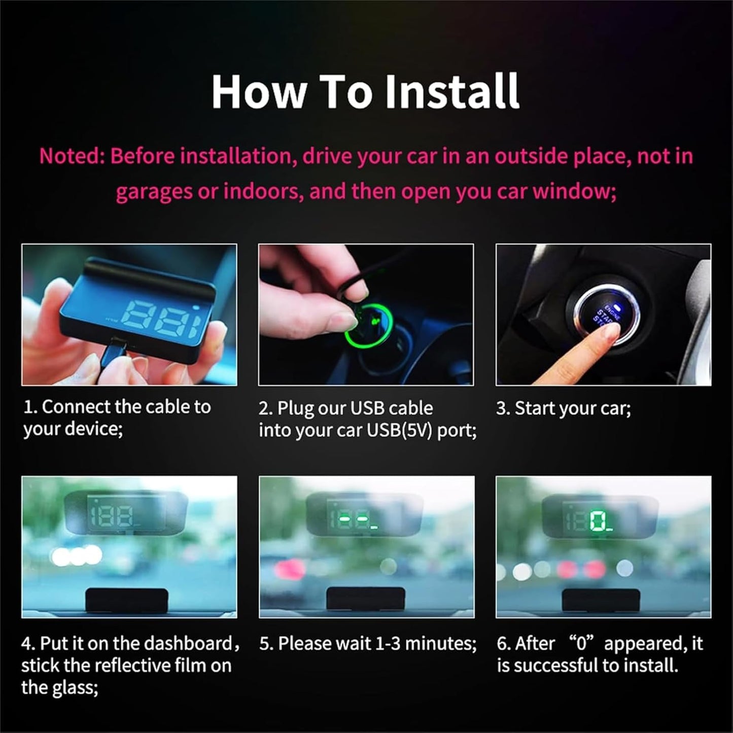 Heads up Display for Cars,Car HUD,Head up Display for Car,Digital GPS HUD Speedometer,USB Cable Plug and Play,Automatic Brightness Adjustment,Large Font Display