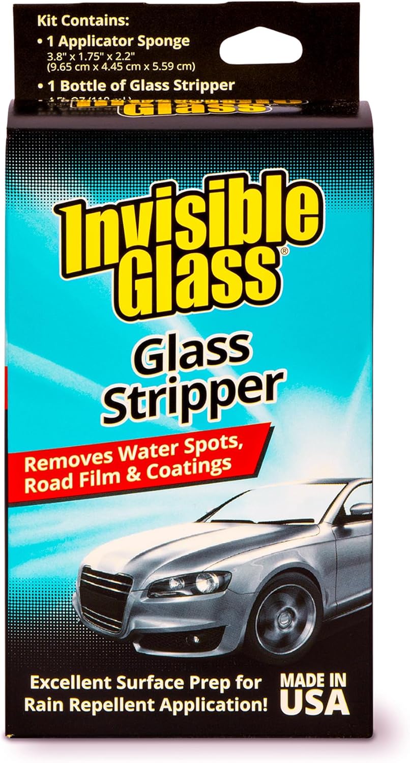 Invisible Glass 91411-6PK Glass Stripper – Hard Water Spot Remover – Strips Coatings, Waxes, Oils & Road Film – Preps Windshields for Rain Repellent & Ceramic Coating – 4 Fl Oz (Pack of 6)