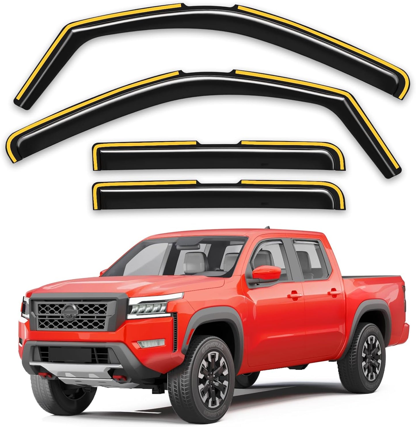 in-Channel Window Rain Guards Fit for Truck Nissan Frontier 2022-2025 Crew Cab Extra Durable Window Deflectors Window Visors Vent Visors Vent Shades Car Accessories-4 pcs Q28