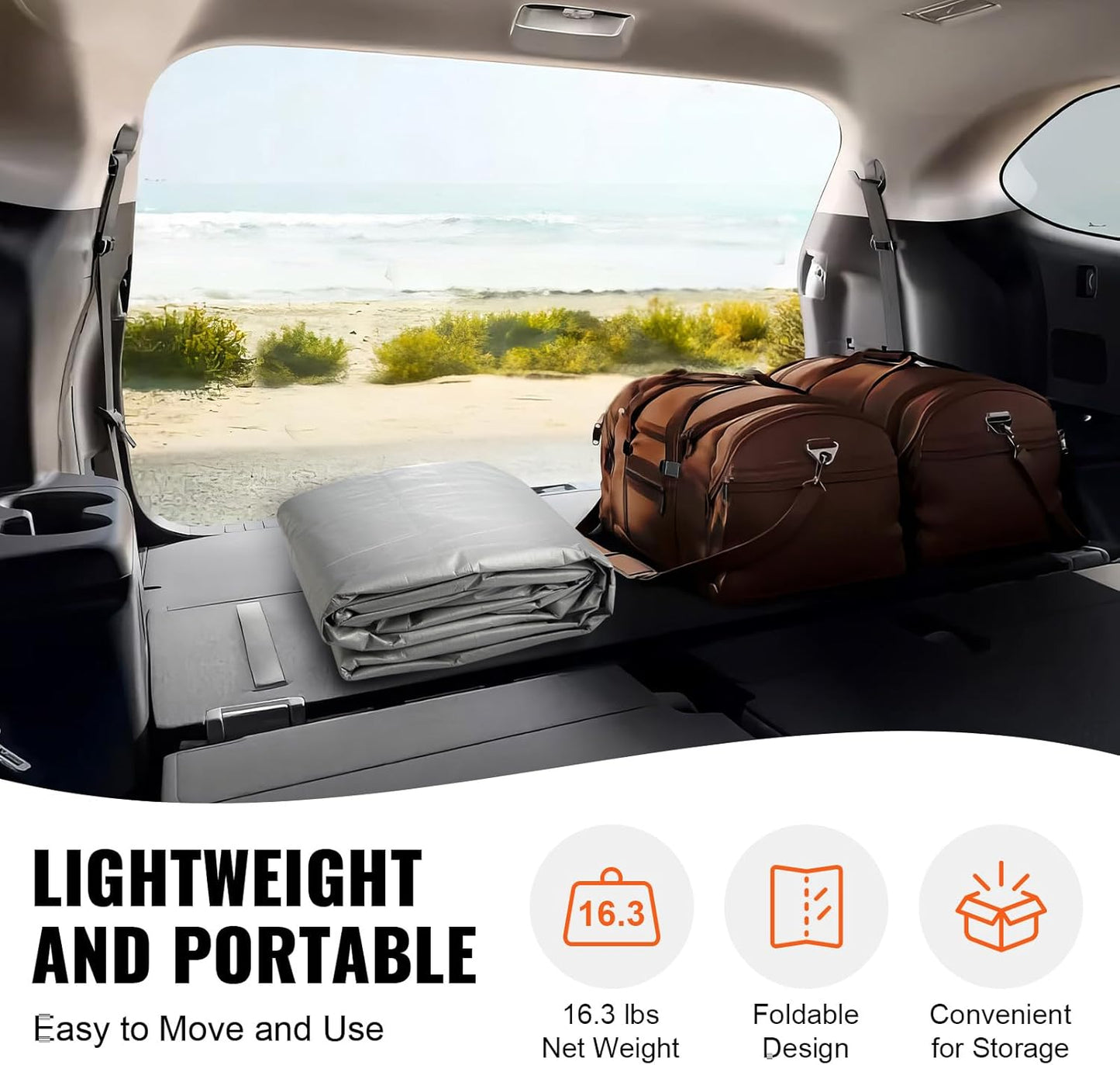 VEVOR Carport Replacement Canopy Cover Side Wall 12 x 20 ft, Garage Tent Shelter Tarp Heavy-Duty Waterproof & UV Protected, Easy Installation with Ball Bungees,Grey (Top and Frame Not Included)