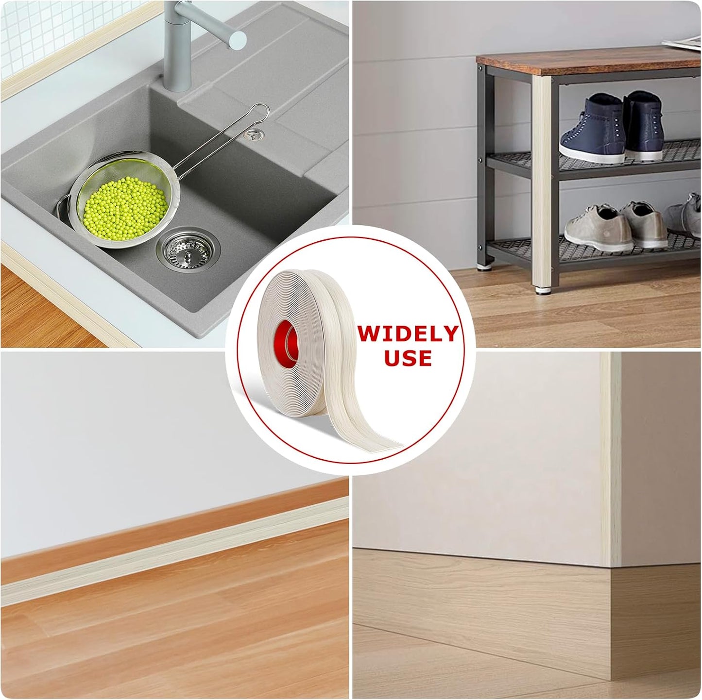 Flexible Wall Corner Protector Moulding Trim Peel and Stick Wall Corner Guards Edge Protector Self Adhesive Molding Trim Strip for Edge Ceiling (Beige Wood Grain, 0.8 in x 40 Ft)