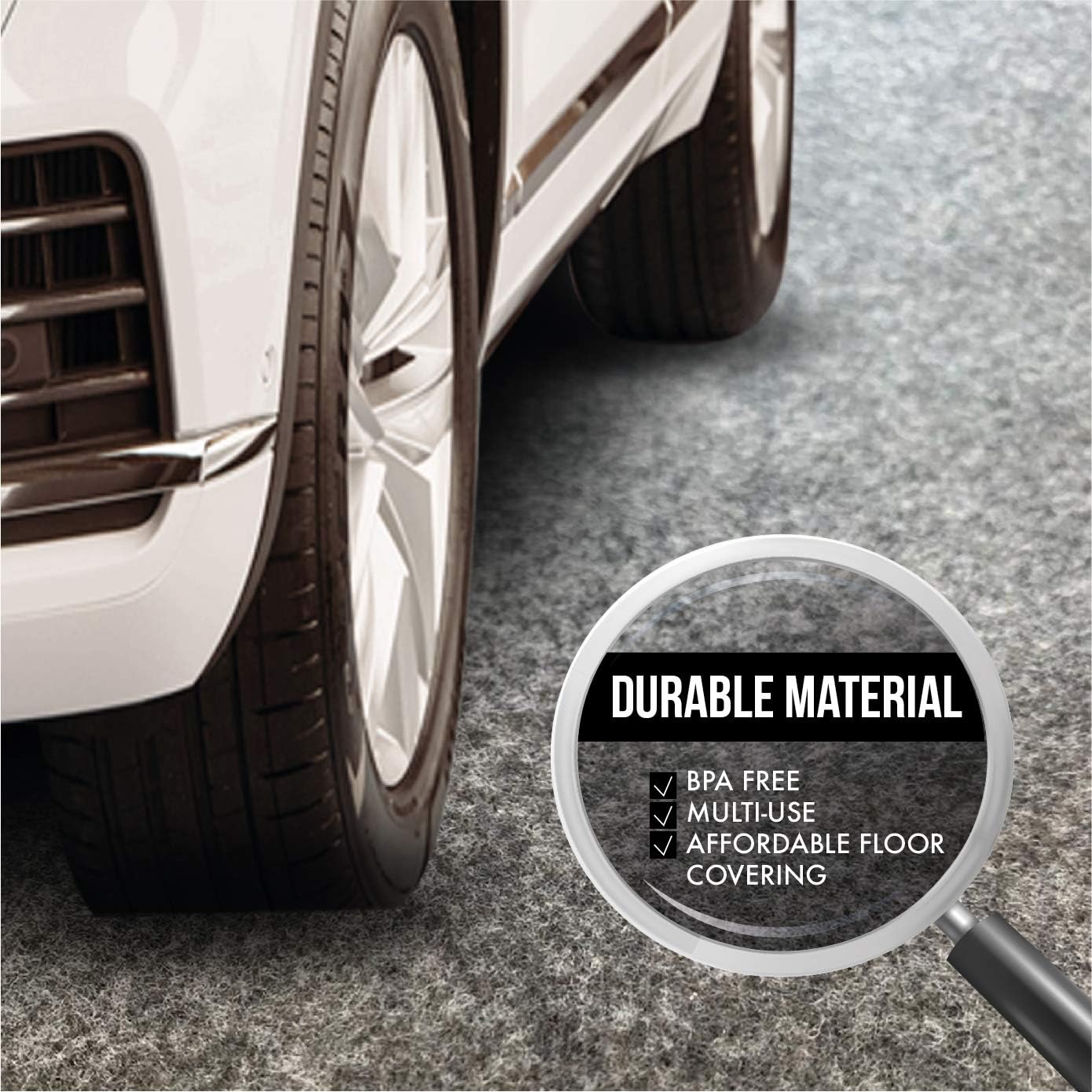 Large Garage Floor Mat, 2 Rolls (7.4’ x 8.4’ Each), Heavy Duty Waterproof Protector, Non-Slip Rubber Backing for Cars, Vehicles, Basements, and Home Gym