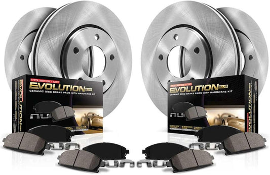 PowerStop Brake Kit For 328i 2008-2010, 328i xDrive 2009, 328xi 2008 [Model Specific] - Autospecialty Front and Rear OE Disc Rotors & Ceramic Brake Pads Replacement, KOE4104
