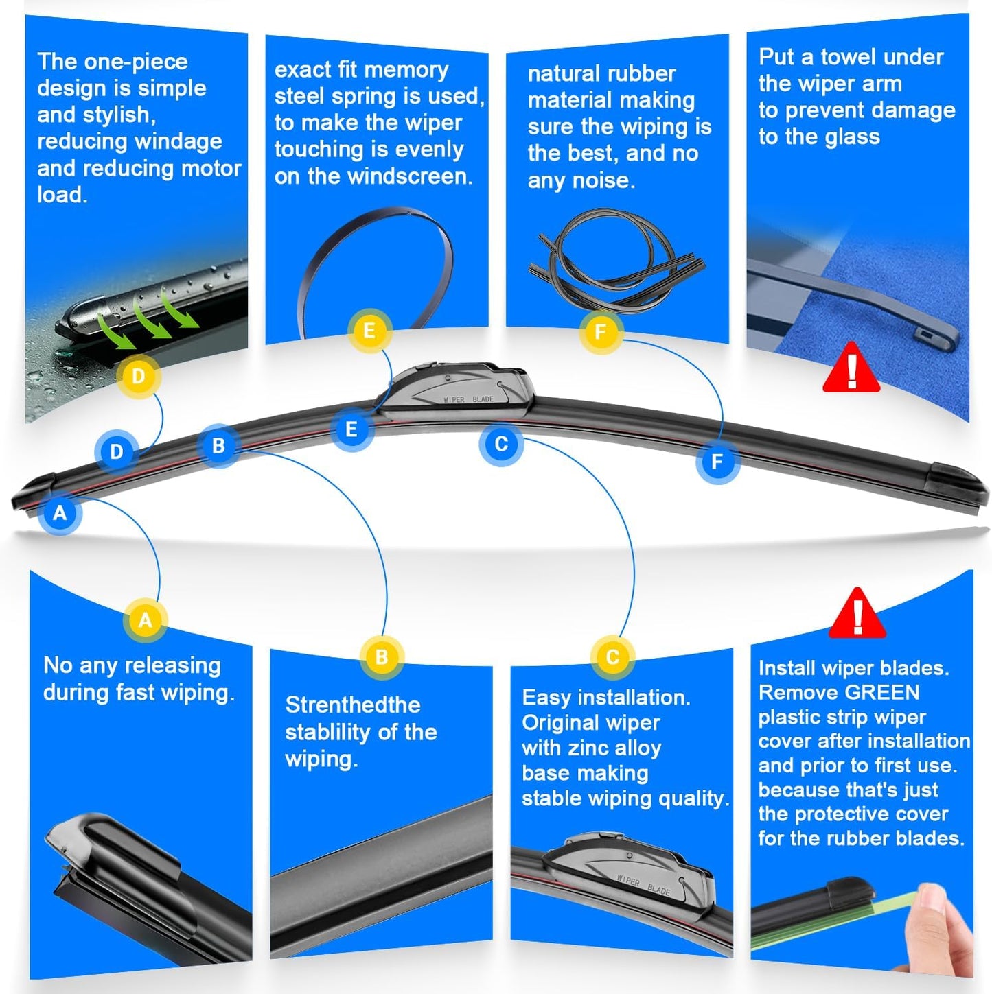 Windshield Wiper Blades Replacement for Scion xB 2008 2009 2010 2011 2012 2013 2014 2015 Original Factory Quality Front Rear Wipers Blade Set for My Car - 22" 20" 14" (Pack of 3)