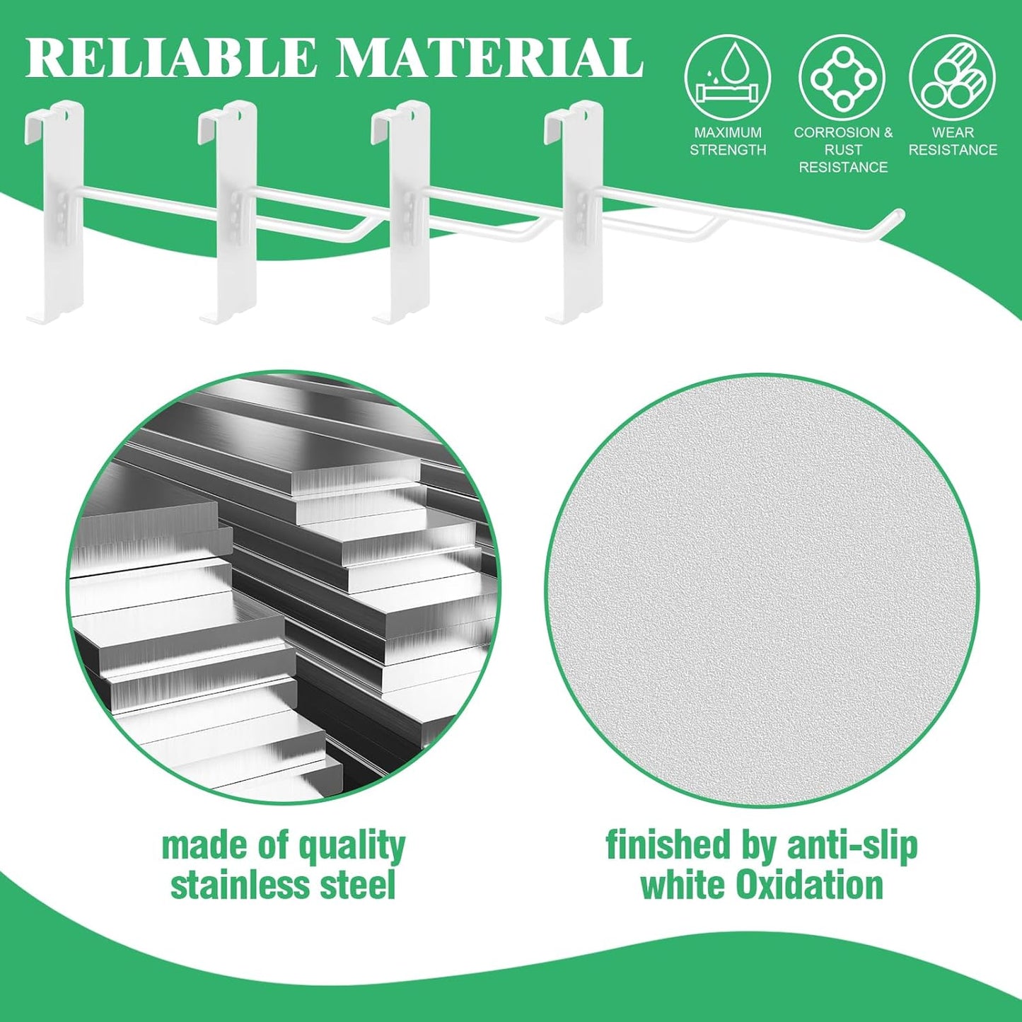 40Pcs 6" Gridwall Display Hooks Assortment Set, White Metal Grid Wall Panel Hanging Display Hook for Garage Shop Retail Storage, Wire Diameter 5mm/ 0.2”