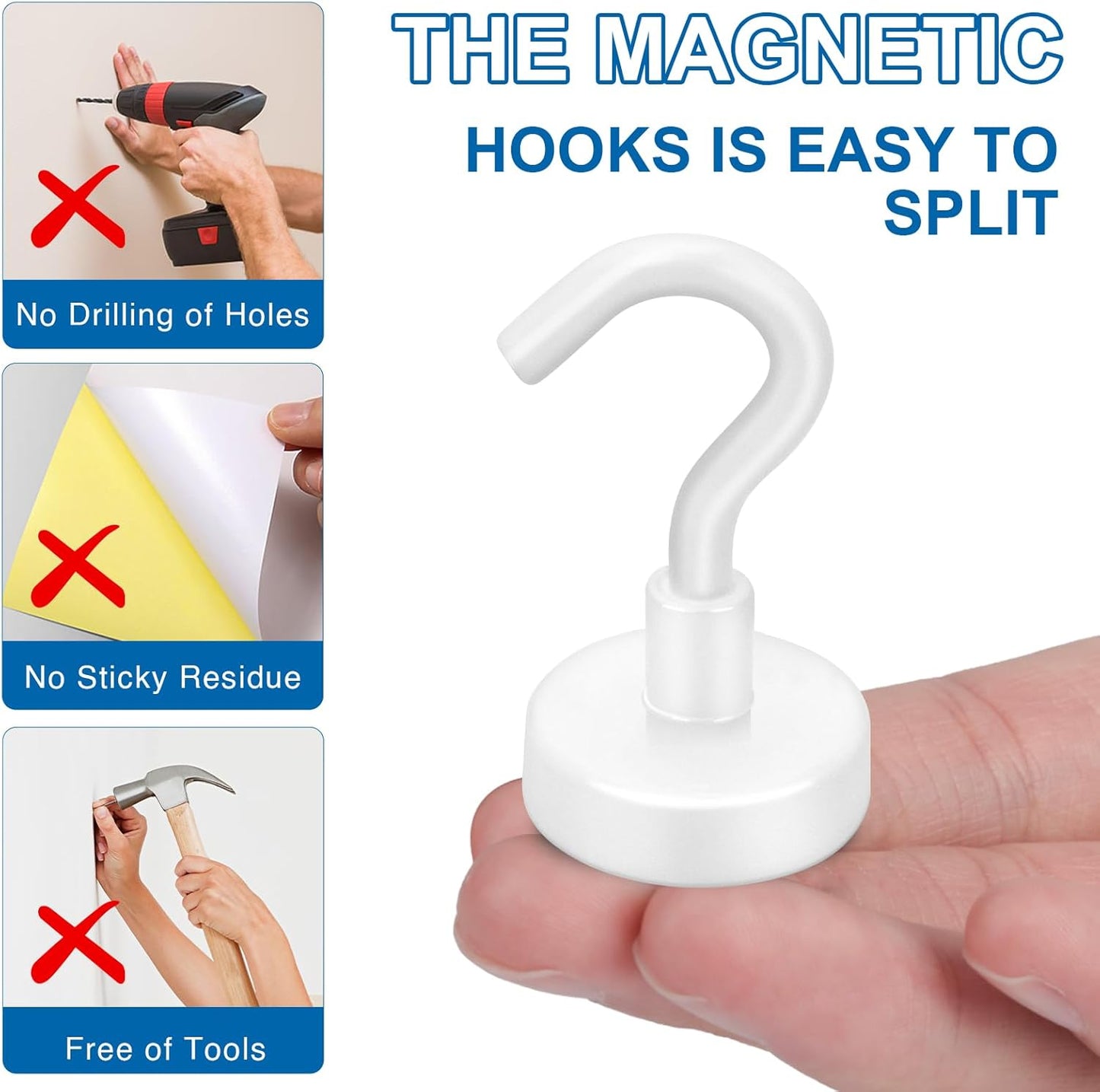 LOVIMAG Cruise Must Haves, 80Lb Magnet Hooks, White Cruise Magnets for Door, Cruise Door Magnets, Magnetic Hooks for Hanging-6Pack