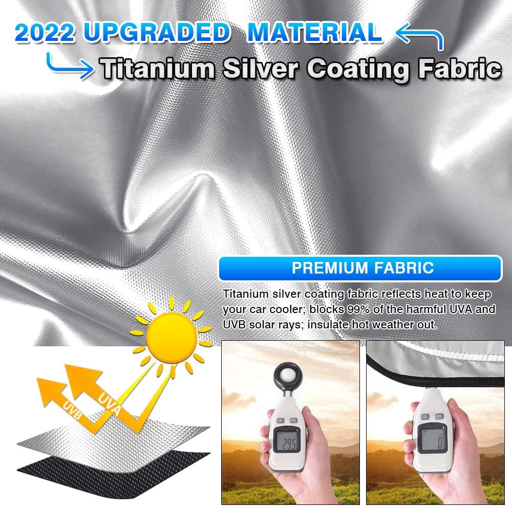 T TGBROS Windshield Sun Shade Custom Fit for 2022-2023 2024 2025 Nissan Frontier Accessories Foldable Sun Shield Reflective Polyester Sun Visor Cover Block Heat and Sun Protection