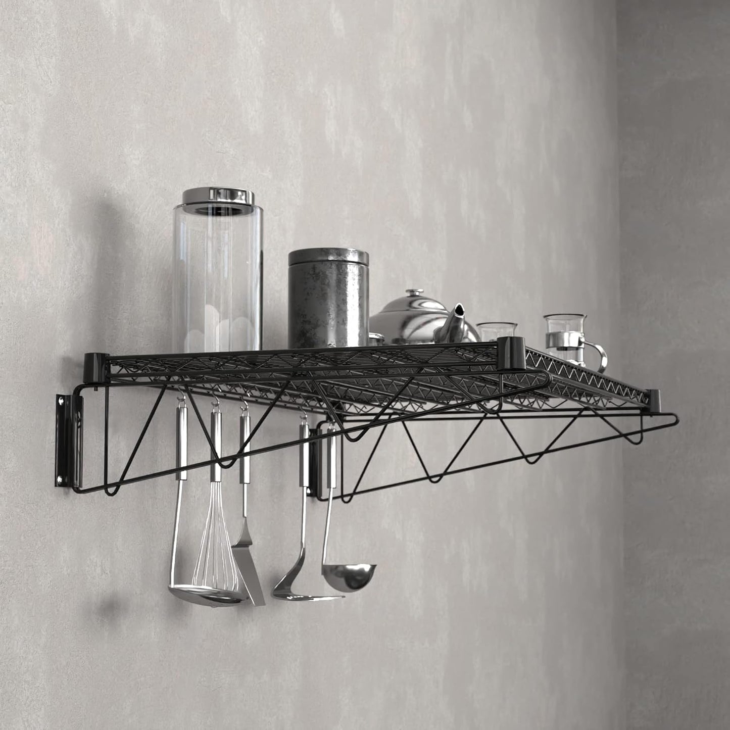 24" x 36" Black Epoxy Wire Wall Mount Shelf