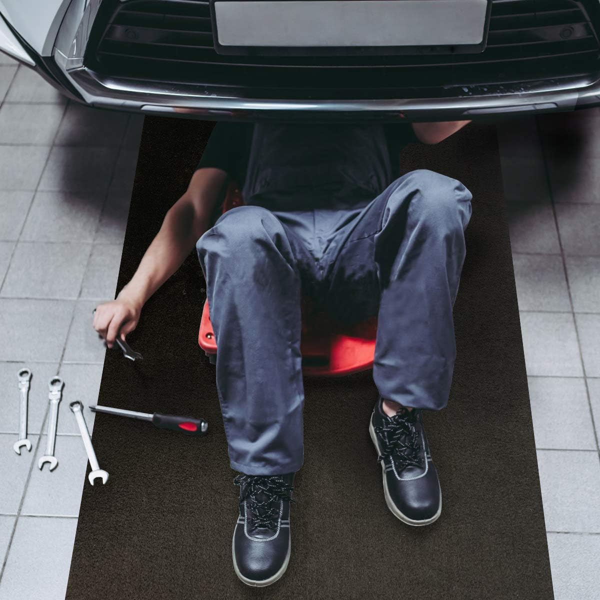 LINLA 61 x 39 in-Absorbent Oil Mat Contains Liquid Garage Floor Mat, Motorcycle Mat for Garage，Reusable, Washable, Protects Garage Floor or Driveway Surface, Shop,Parking,