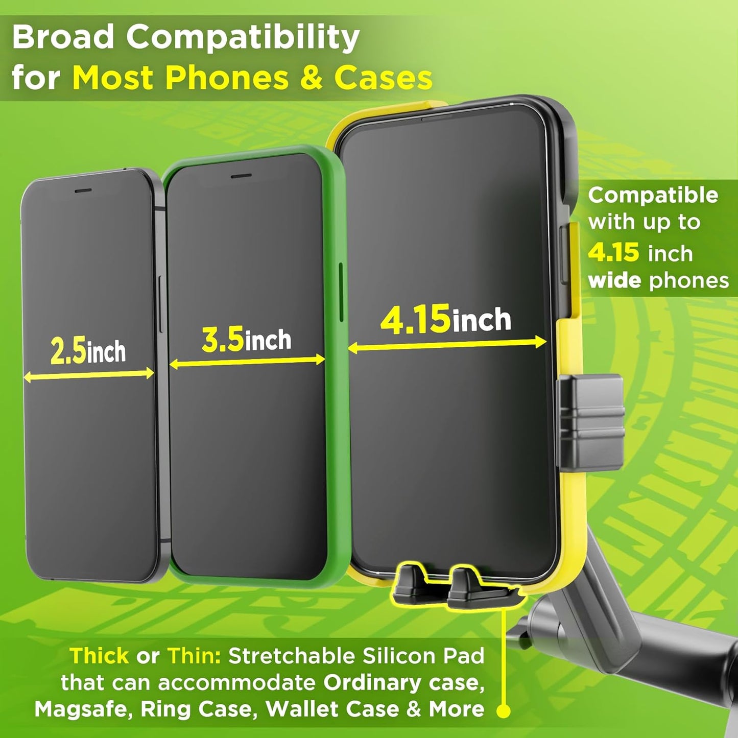 Phone Mount for Truck Phone Holder for Truck - Heavy Duty Suction Cup + Dashboard Pad, Mobile Device Holder for Dashboard Window 16.9 inch Long Arm, iPhone Samsung Compatible, Semi Trucker, Black