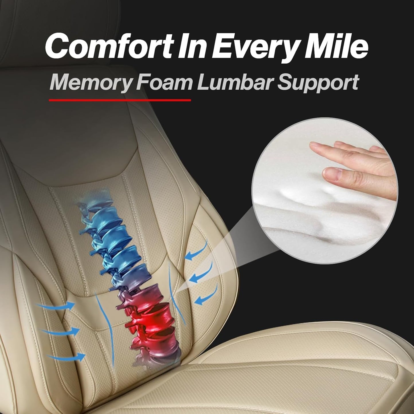 Coverland Custom Car Seat Covers Compatible with 2004-2015 Titan King Cab, Crew Cab - Premium Leather Non-Slip Memory Foam Waterproof Interior Protector Full Set-Beige [See Size Chart-Size X146]