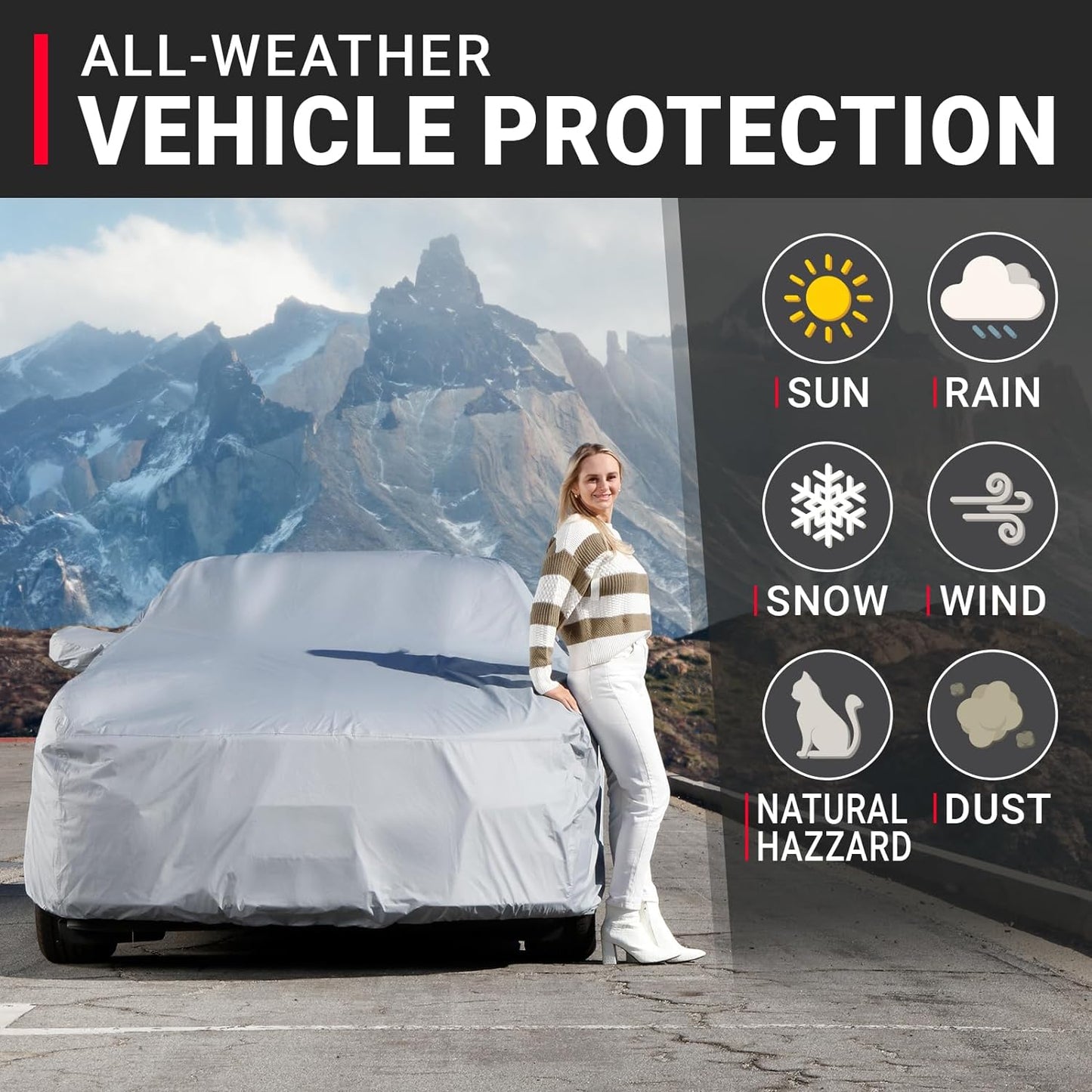 iCarCover Custom Car Cover for 2005-2025 Ford Mustang GT, Ecoboost, Mach 1, V6 Waterproof All Weather Rain Snow UV Sun Protector Full Exterior Indoor Outdoor Car Cover