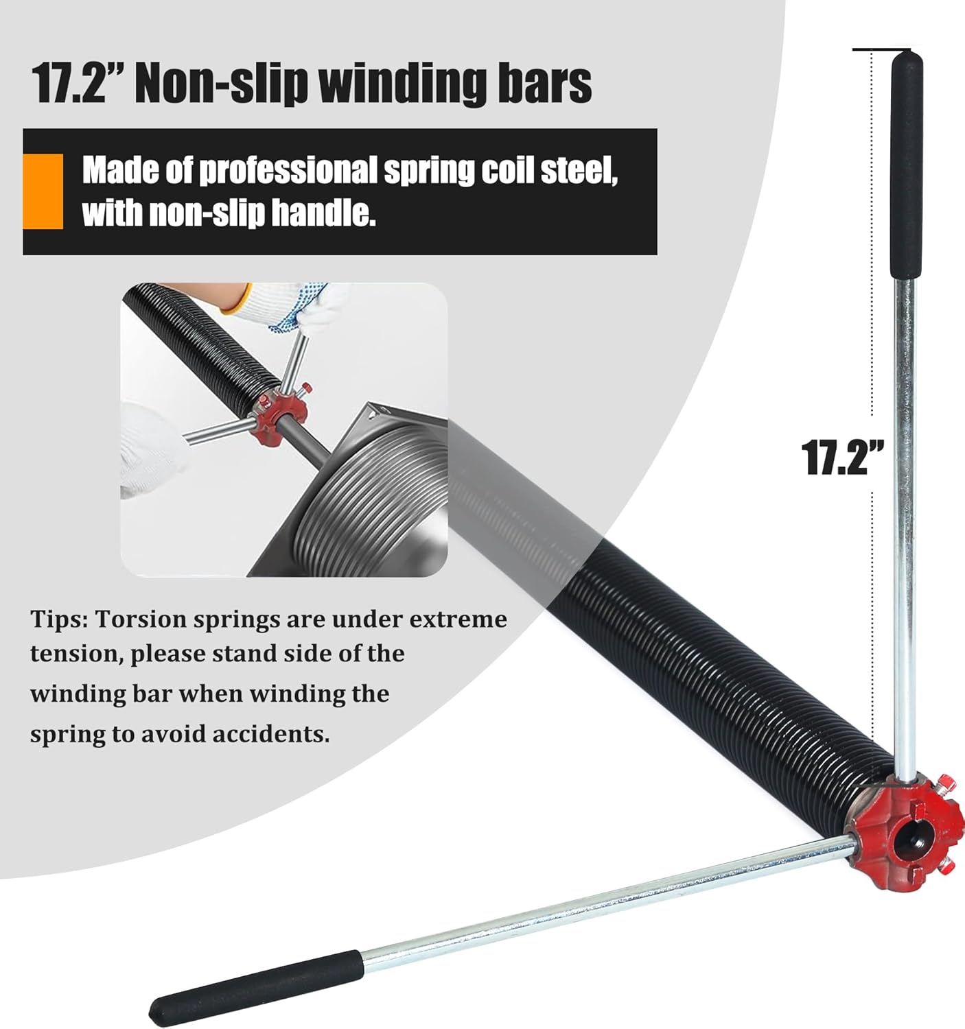 Garage Door Torsion Spring Set, Pair of 2" Electrophoresis Coated Garage Door Spring Replacement with 2 Non-Slip Winding Bars and Bearing, Minimum 16000 Cycles (.218x2x28")