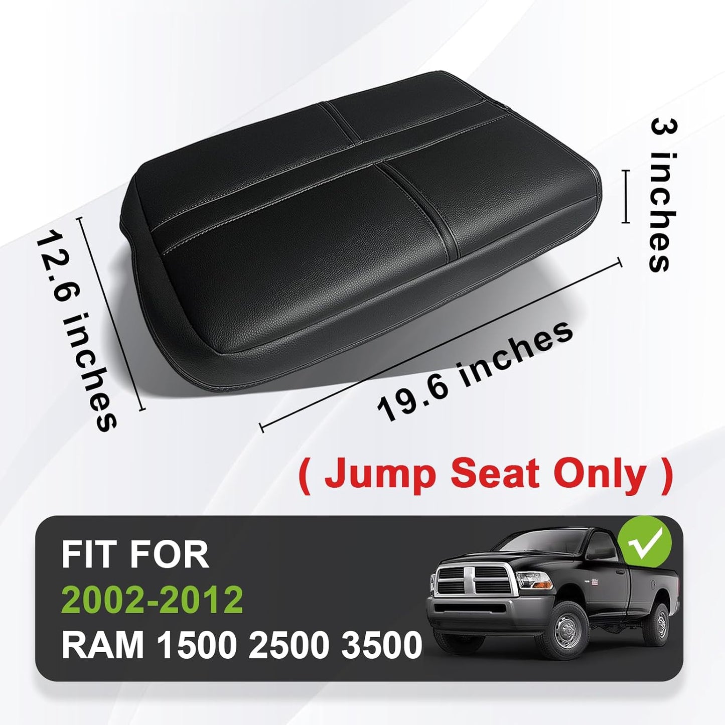 Muslogy Center Console Armrest Cover Compatible with Dodge Ram1500/2500/3500 2002-2012 Comfort Armrest Pad Arm Rest Cushion Vegan Leather Protector Regular Thick(Jump Seat ONLY)