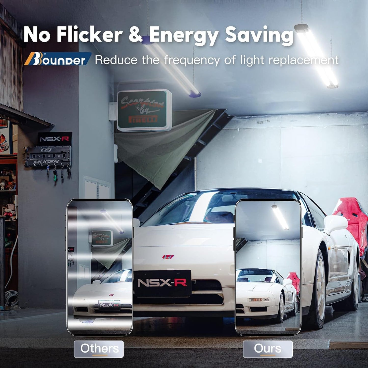 BBOUNDER 10 Pack Linkable LED Utility Shop Light, 4400 LM, 6500K Cool Daylight, 4 FT Integrated Fixture for Garage, 40W Equivalent 250W, Surface + Suspension Mount, Black