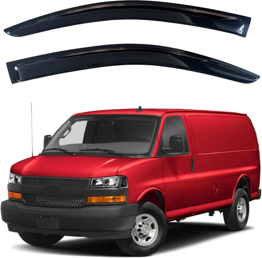 KPY Window Visor Compatible with 1996-2024 Chevrolet Express Van & GMC Savana, 2PC Rain Guard Side Window Vent Deflectors Tape-On