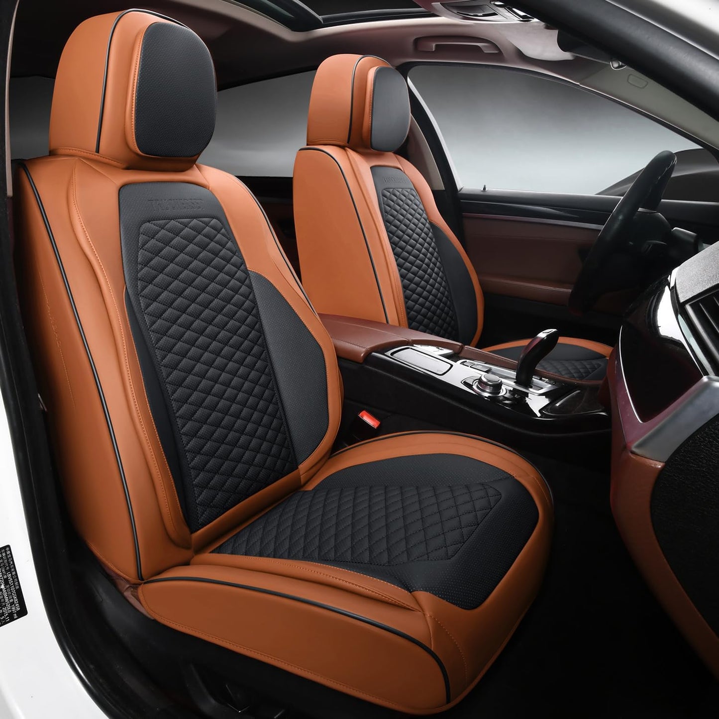 Seat Covers for Cars Full Set, Leather Seat Covers 2 Pack, Breathable Leather Materials, Suitable for SUV/Truck/Sedan/Automotive (Brown, 2 Piece)