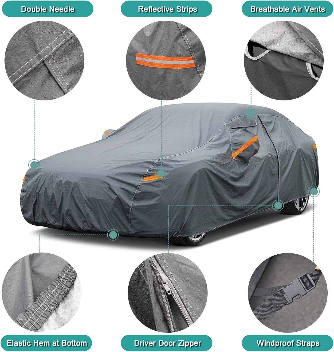 Premium Car Cover Custom Fit Toyota Corolla (2006-2025), 16 Layers Heavy Duty Car Cover Waterproof All Weather with Zipper Door for Sun Rain Snow Dust Uv Protection