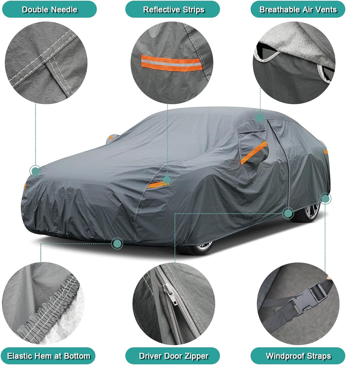 Premium Car Cover Custom Fit Chevrolet Chevy Trax (2013-2025), 16 Layers Heavy Duty Car Cover Waterproof All Weather with Zipper Door for Sun Rain Snow Dust Uv Protection