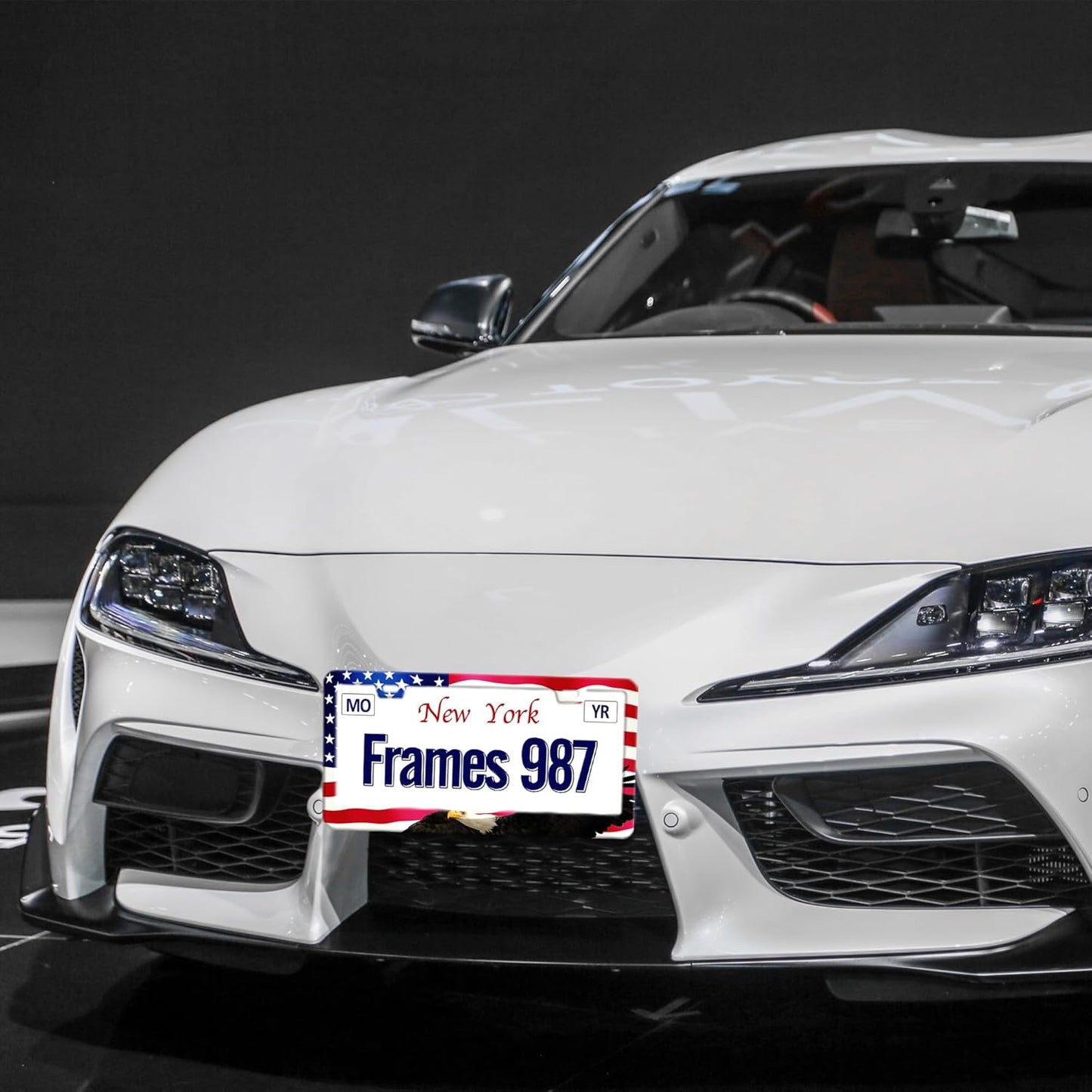 American Flag License Plate Frame American Flag License Plate Holder American Flag Eagle License Plate Frame Covers US Car Tag Frame Stainless Aluminum 2 Pack 2 Holes Decorative 2 Pcs Set for Men