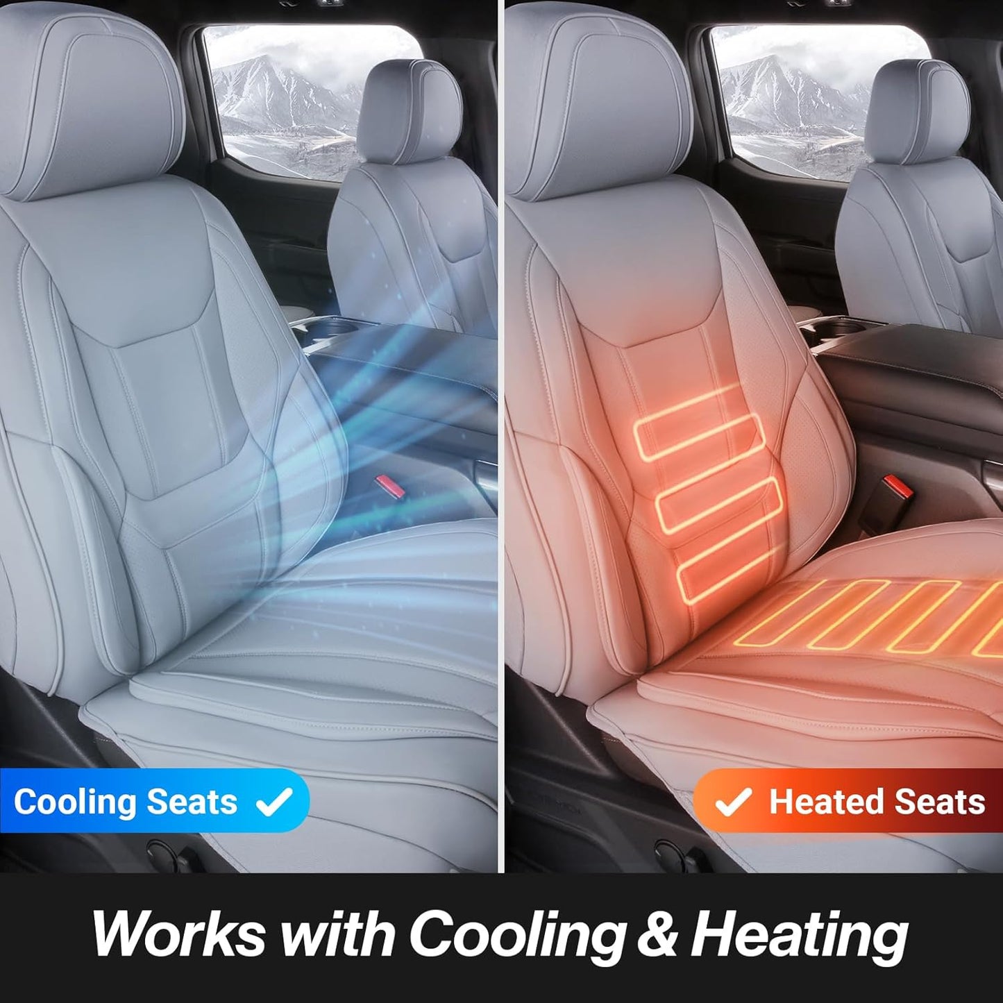 Coverland Custom Car Seat Covers Compatible with 2007-2013 Tundra Double Cab - Premium Leather Non-Slip Memory Foam Waterproof Cover Interior Protector Front Seat-Gray [See Size Chart-Size A34]